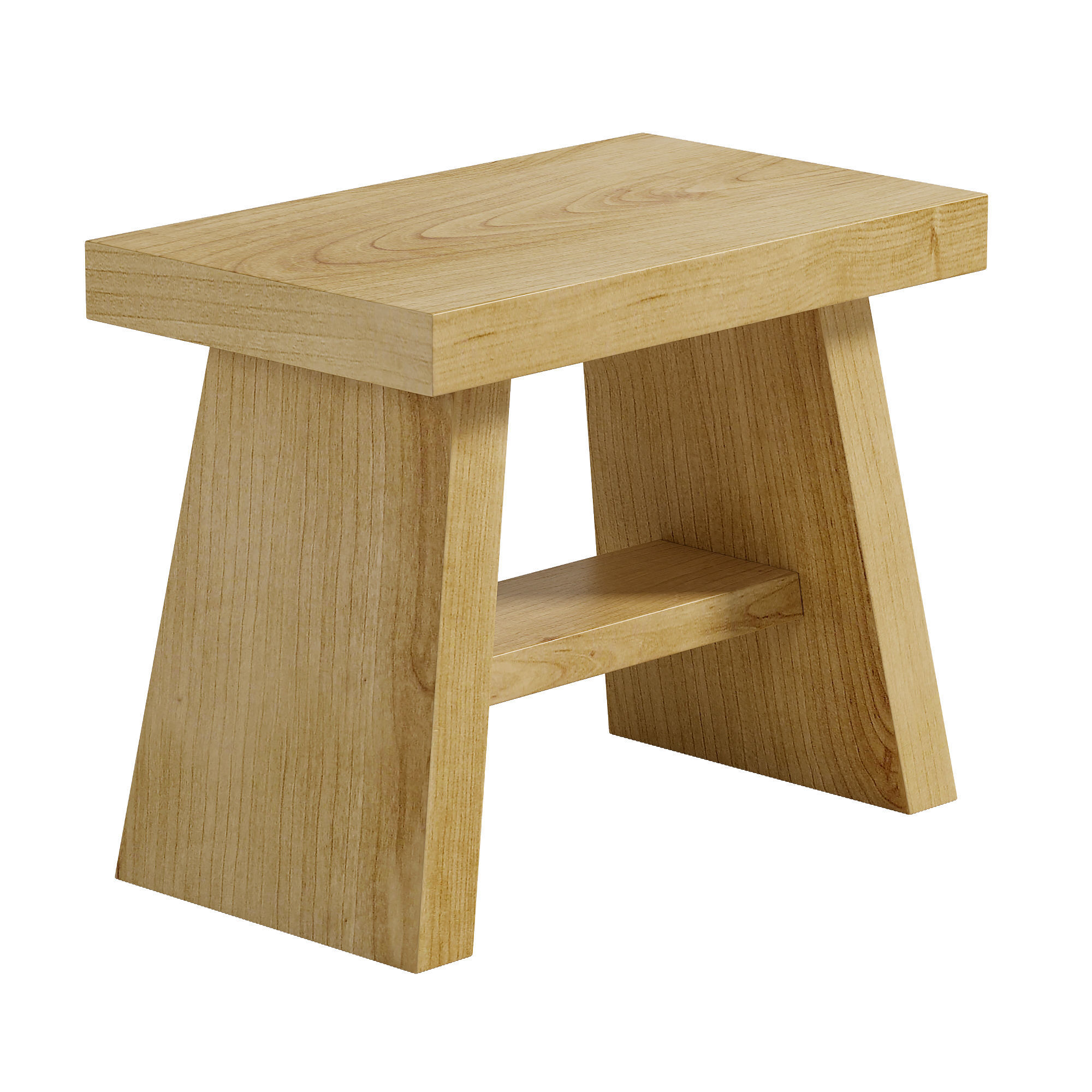 Hinoki Bath Stool Low-poly 3D model_3
