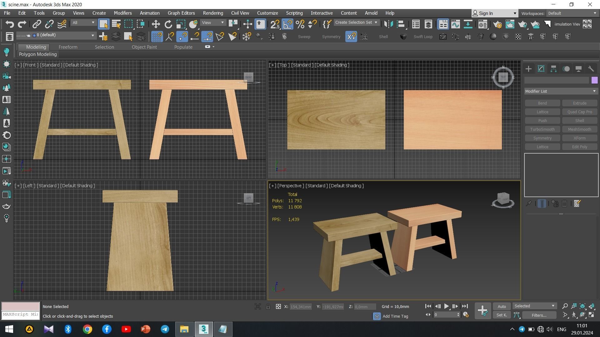 Hinoki Bath Stool Low-poly 3D model_10