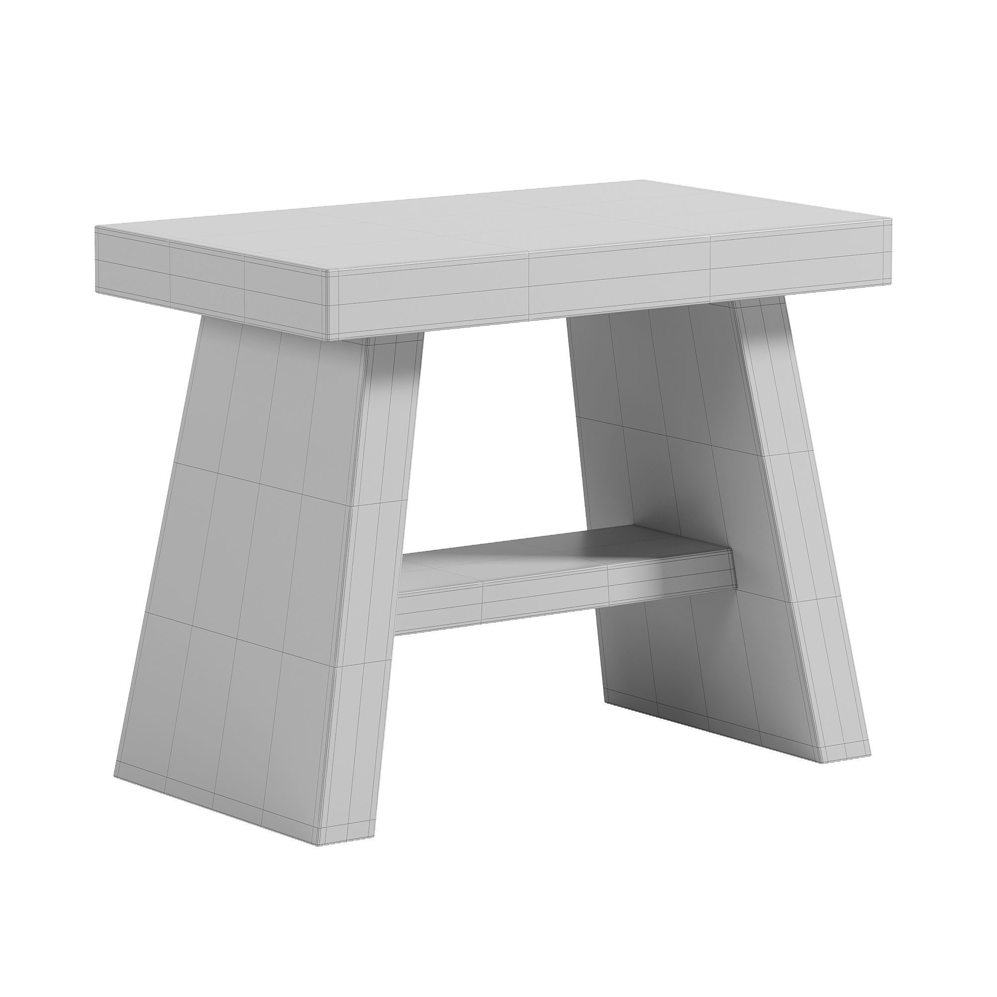 Hinoki Bath Stool Low-poly 3D model_7