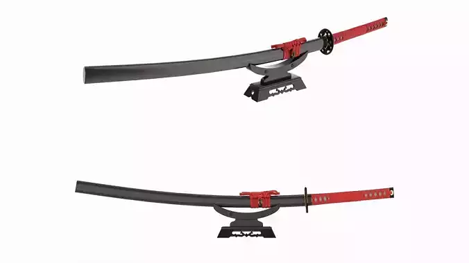 Japanese sword Katana on a small stand