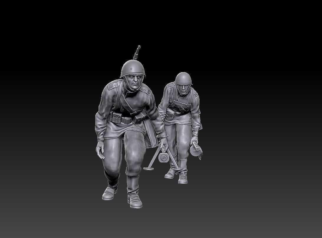 Soviet PTRS-41 Anti-Tank Rifle Team Moving 1-35  3D print model_2