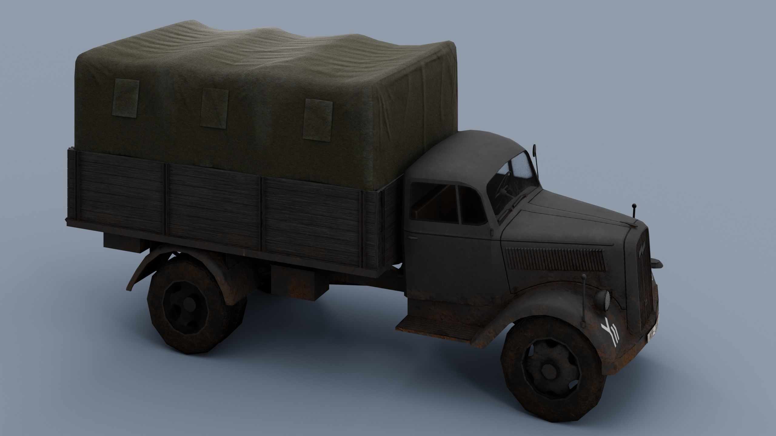 SD KFZ 305 - Opel Blitz  4x2  3 ton Utility truck Low-poly 3D model_5