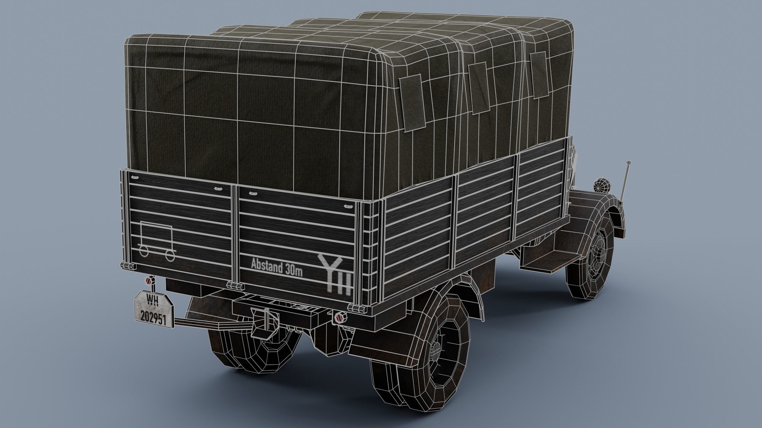 SD KFZ 305 - Opel Blitz  4x2  3 ton Utility truck Low-poly 3D model_14