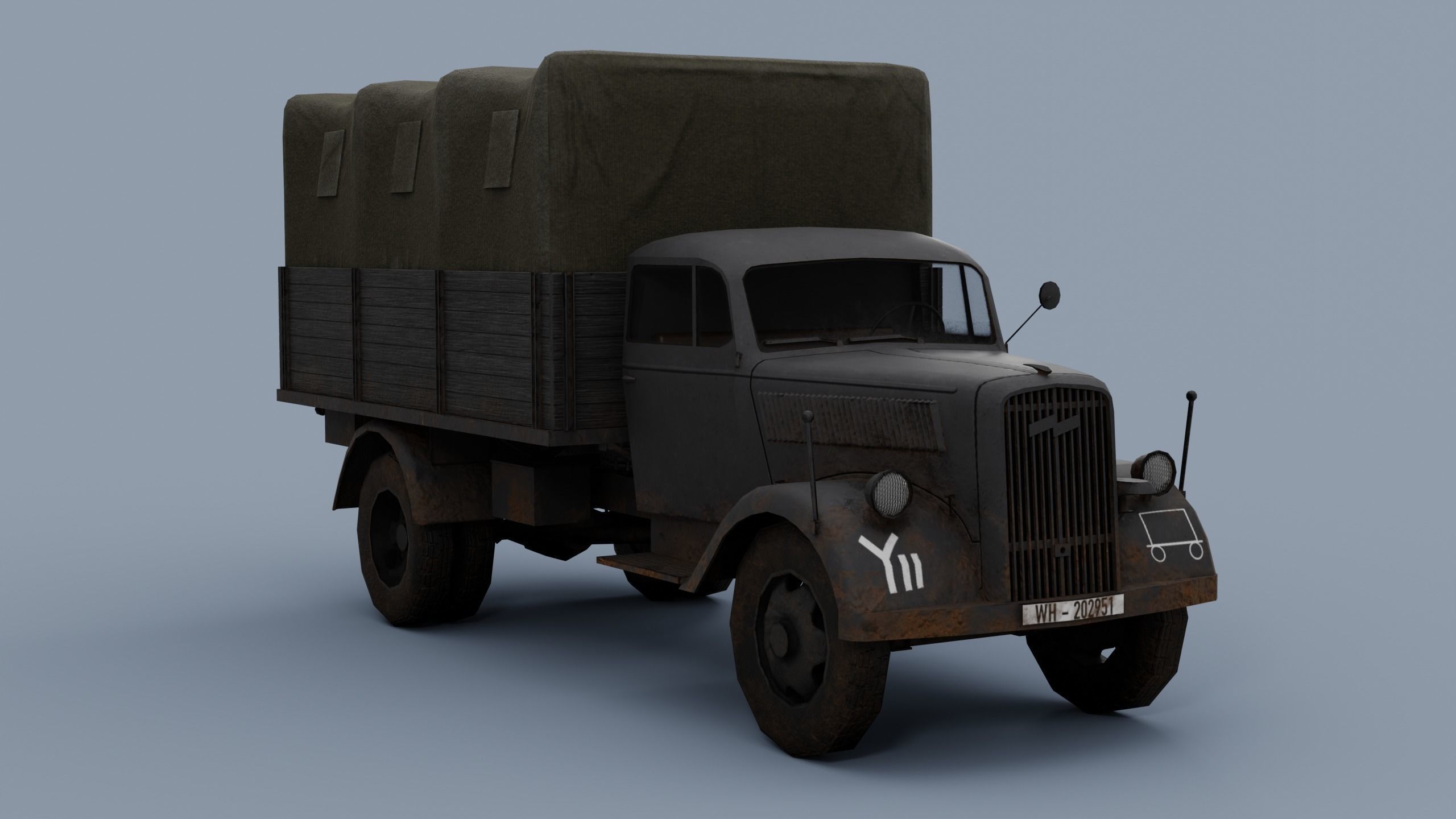 SD KFZ 305 - Opel Blitz  4x2  3 ton Utility truck Low-poly 3D model_7