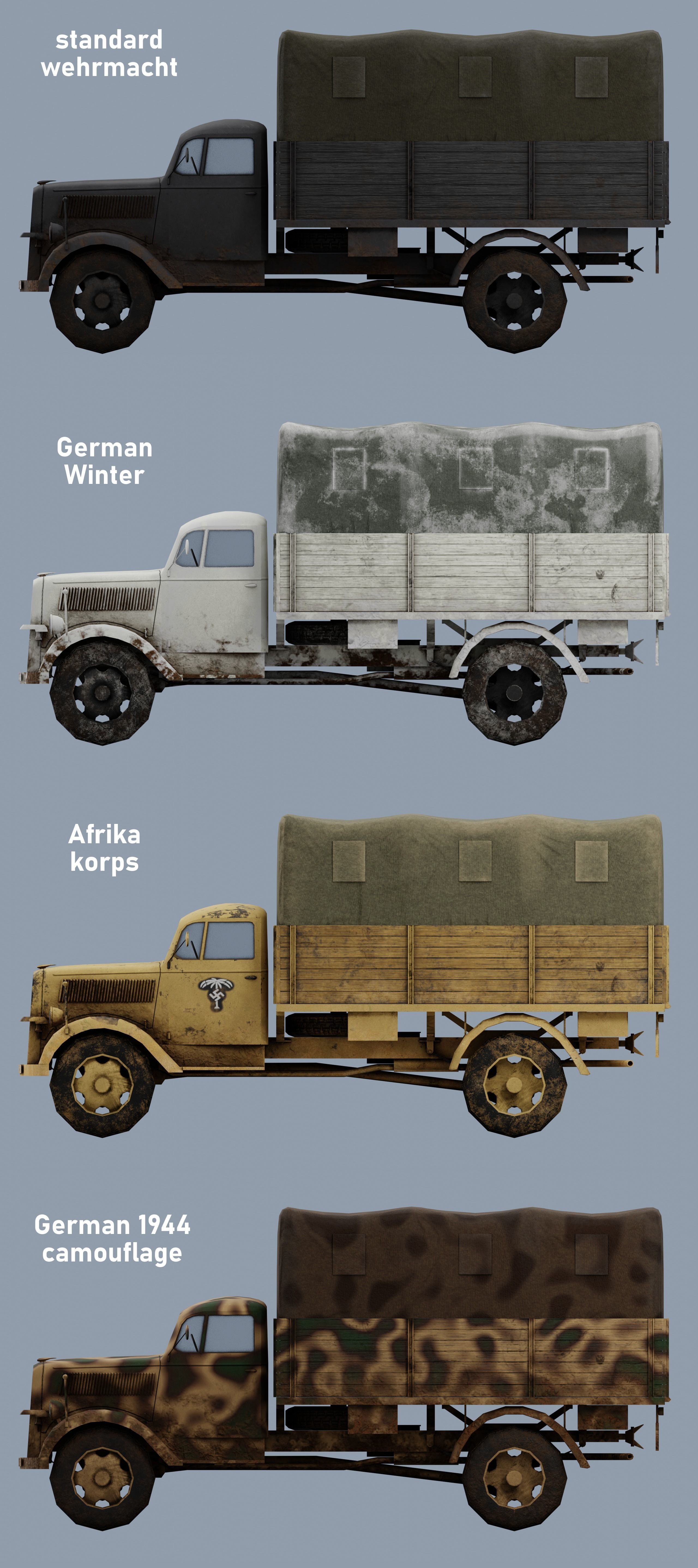 SD KFZ 305 - Opel Blitz  4x2  3 ton Utility truck Low-poly 3D model_12