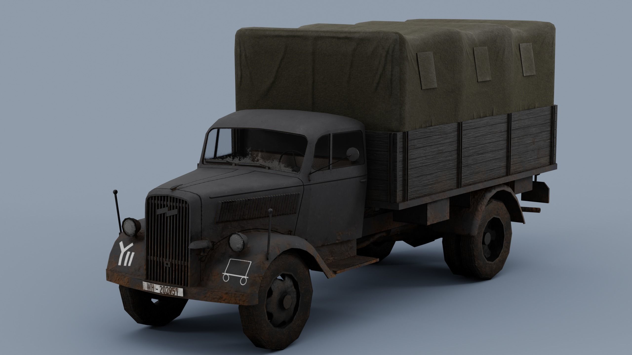 SD KFZ 305 - Opel Blitz  4x2  3 ton Utility truck Low-poly 3D model_2
