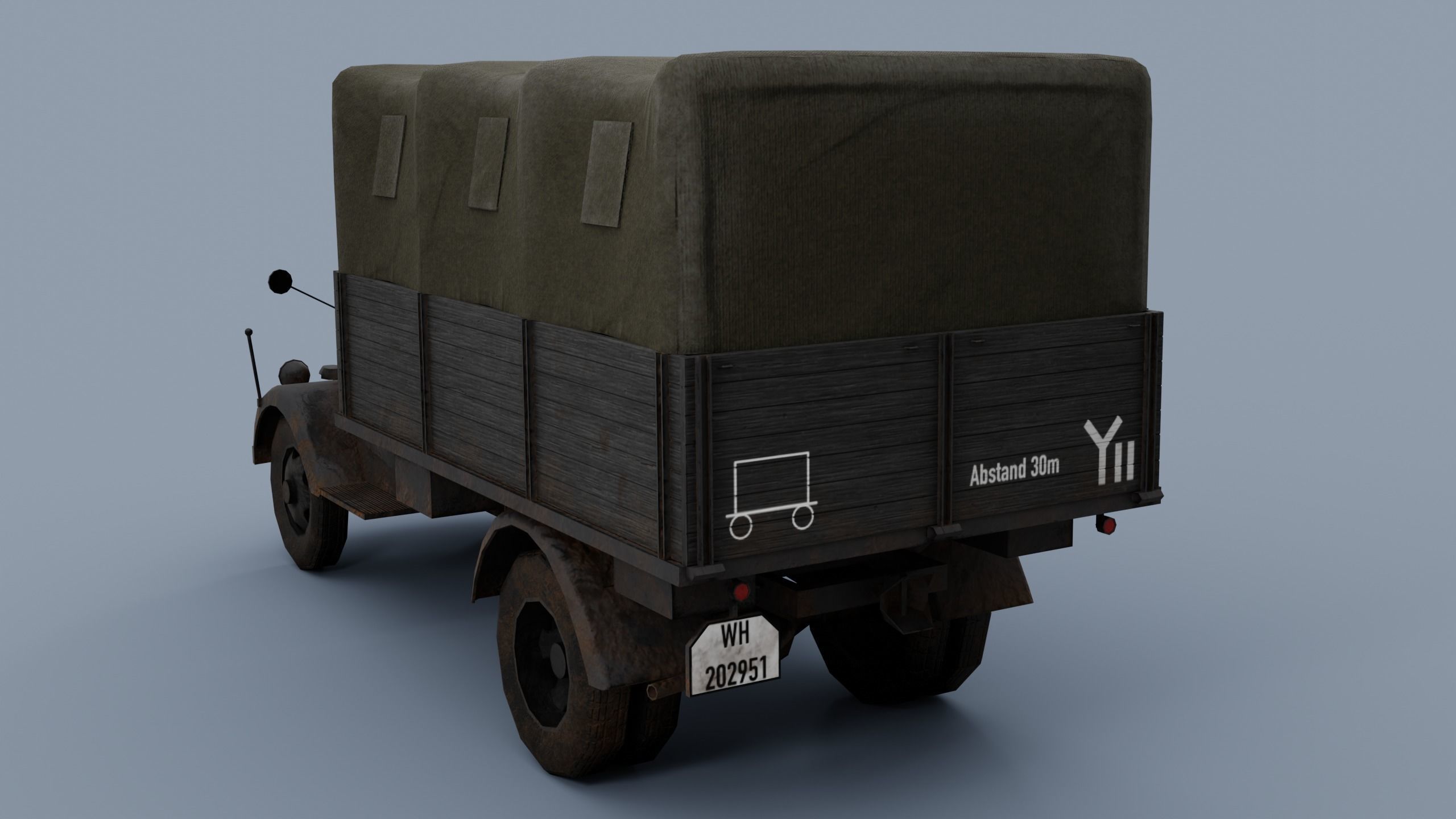 SD KFZ 305 - Opel Blitz  4x2  3 ton Utility truck Low-poly 3D model_3