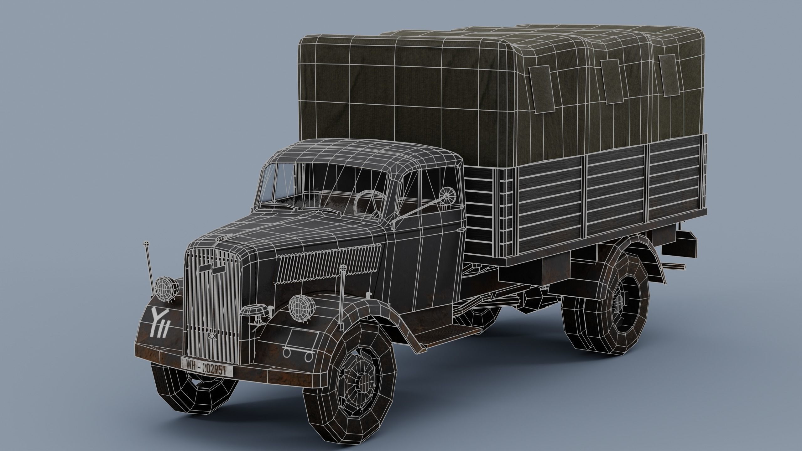 SD KFZ 305 - Opel Blitz  4x2  3 ton Utility truck Low-poly 3D model_13
