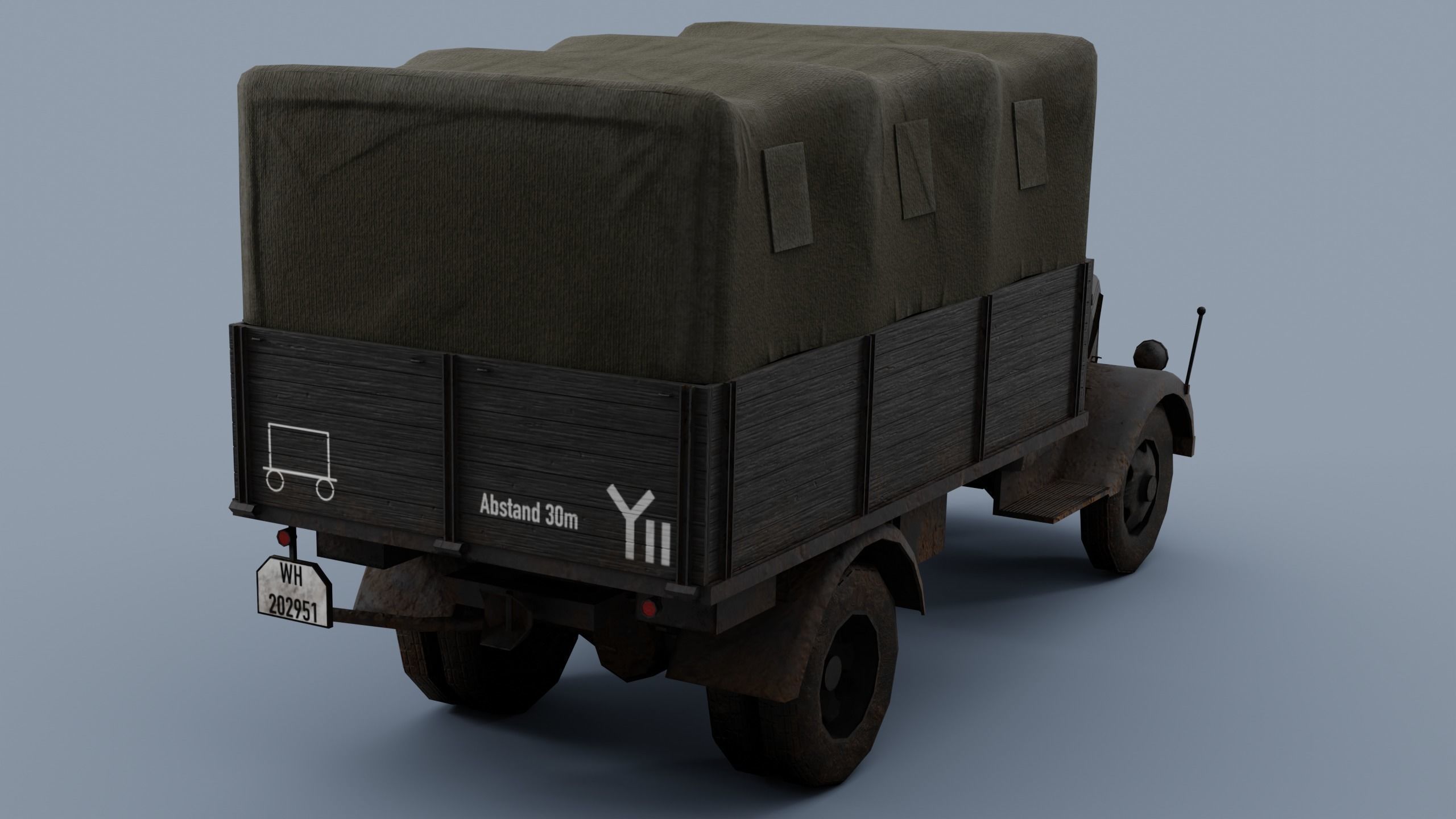 SD KFZ 305 - Opel Blitz  4x2  3 ton Utility truck Low-poly 3D model_4