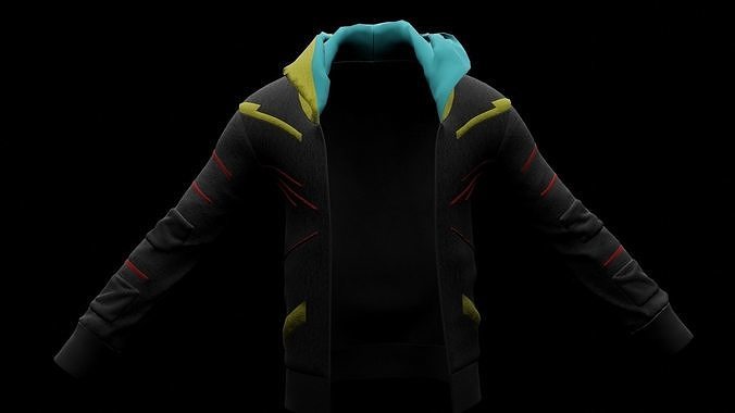 BLACK YELLOWHOODIE Low-poly 3D model