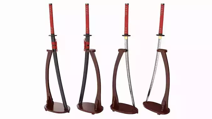 Japanese sword Katana on a vertical stand