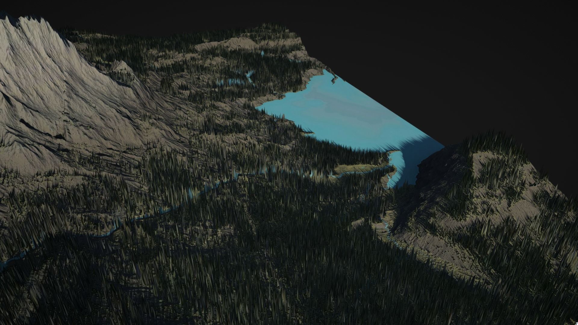 Mountain with rivers and lakes and forest 3D model_6