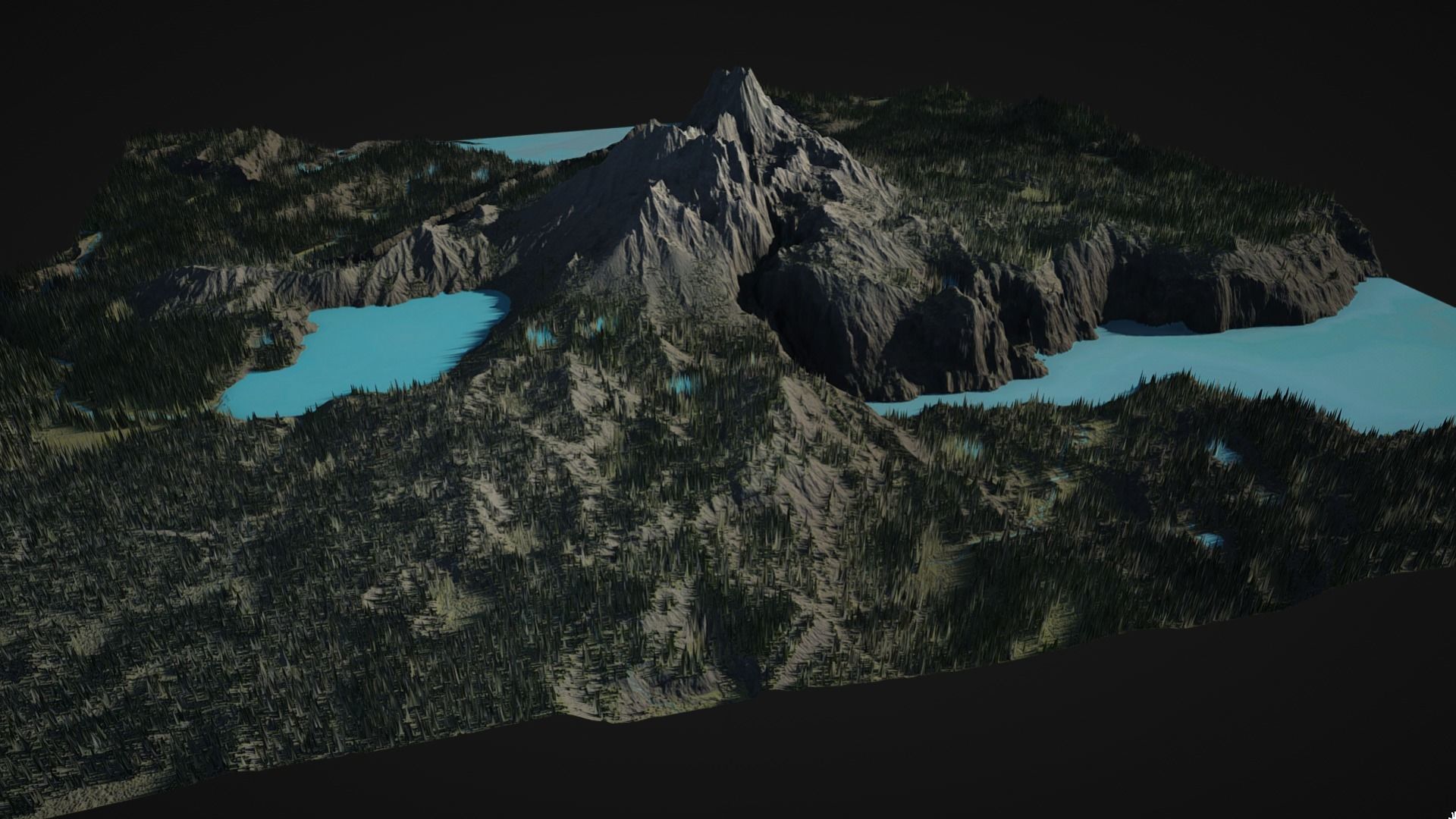 Mountain with rivers and lakes and forest 3D model_8