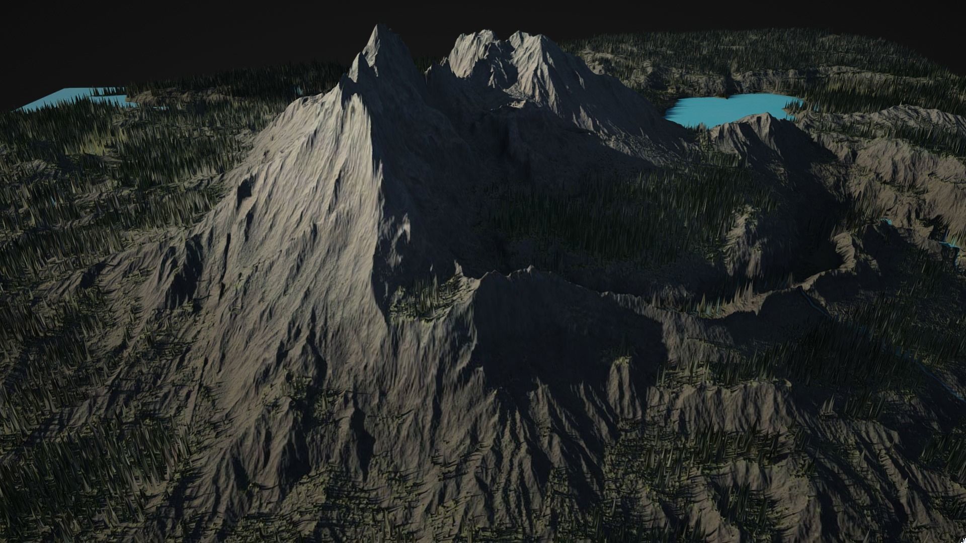 Mountain with rivers and lakes and forest 3D model_3
