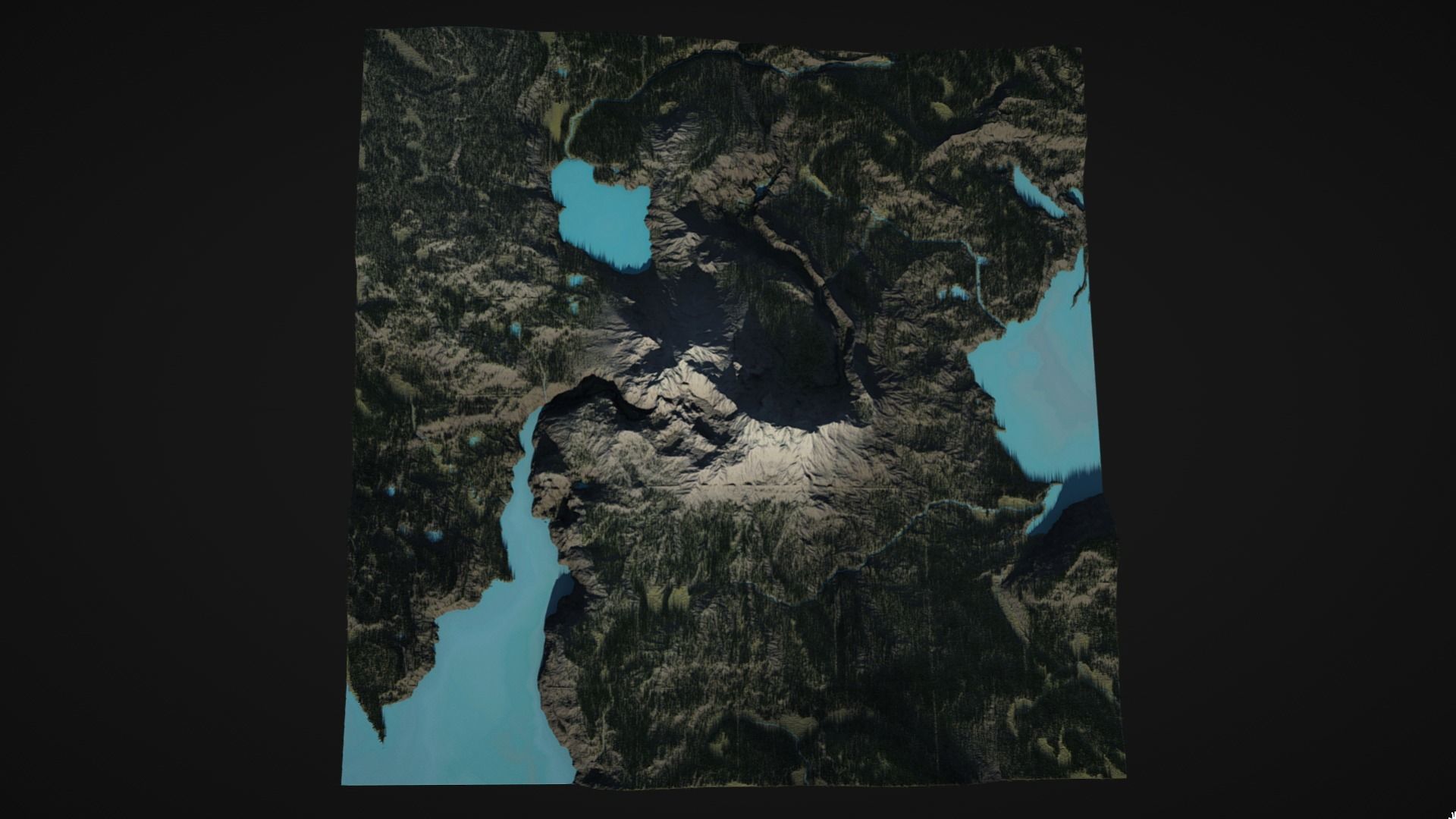 Mountain with rivers and lakes and forest 3D model_7