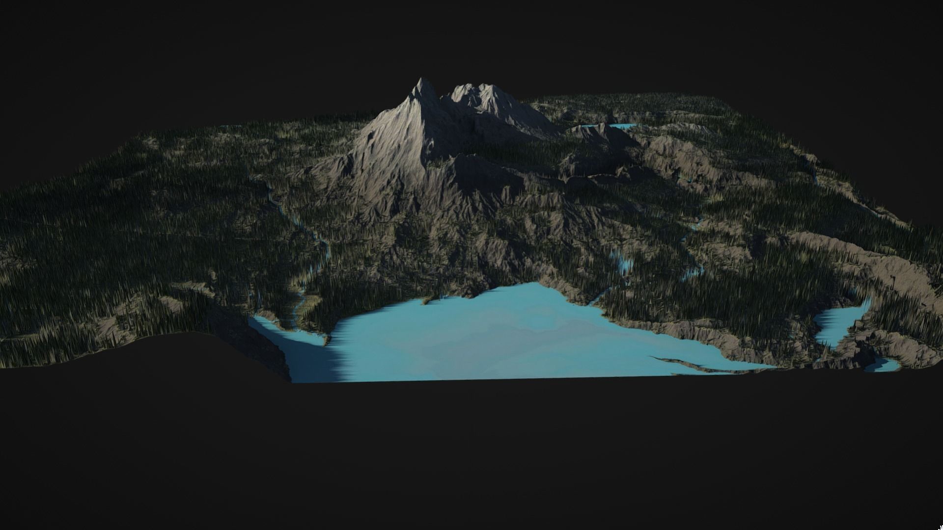 Mountain with rivers and lakes and forest 3D model_13