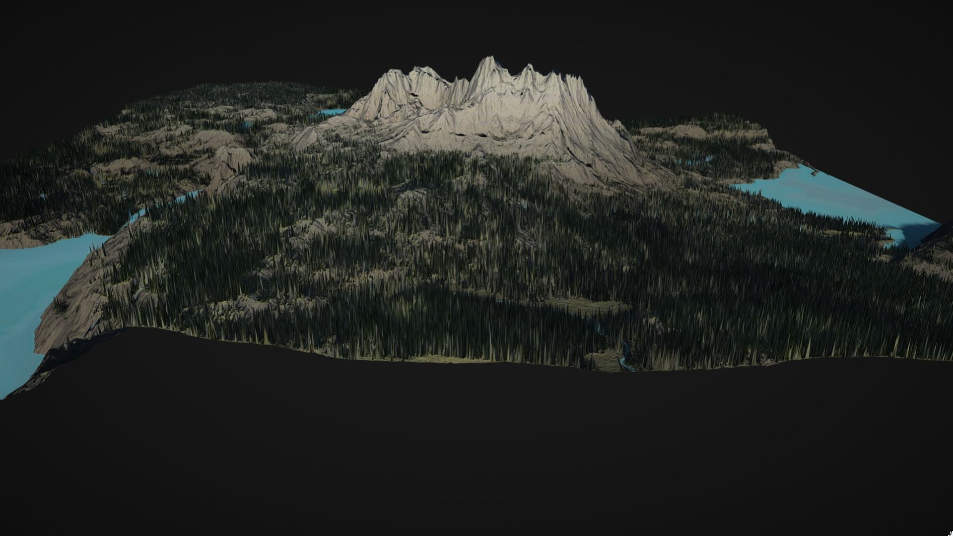 Mountain with rivers and lakes and forest 3D model_11