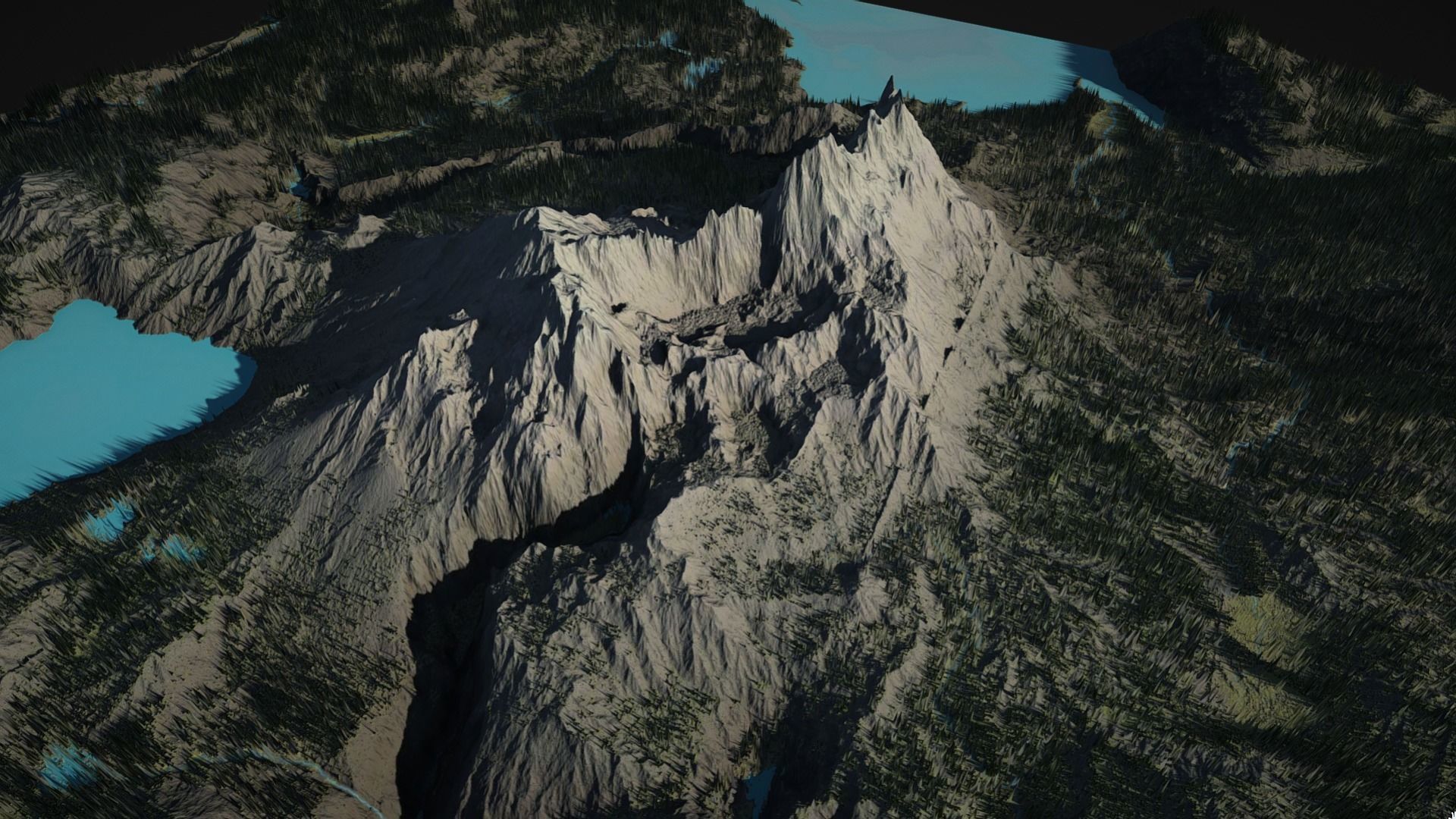 Mountain with rivers and lakes and forest 3D model_1