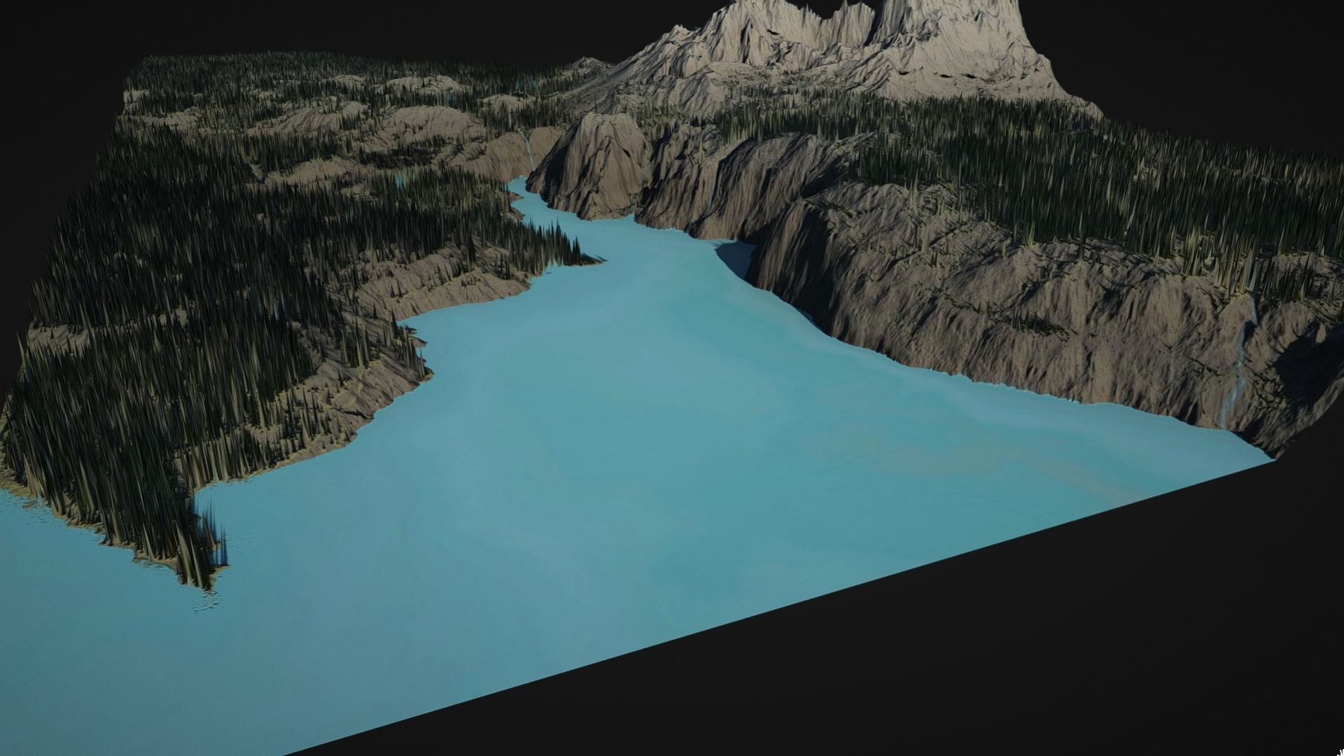 Mountain with rivers and lakes and forest 3D model_5