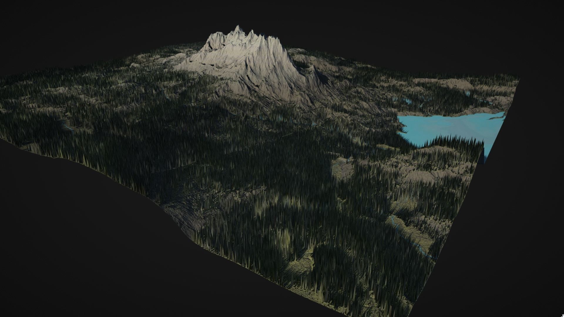 Mountain with rivers and lakes and forest 3D model_12