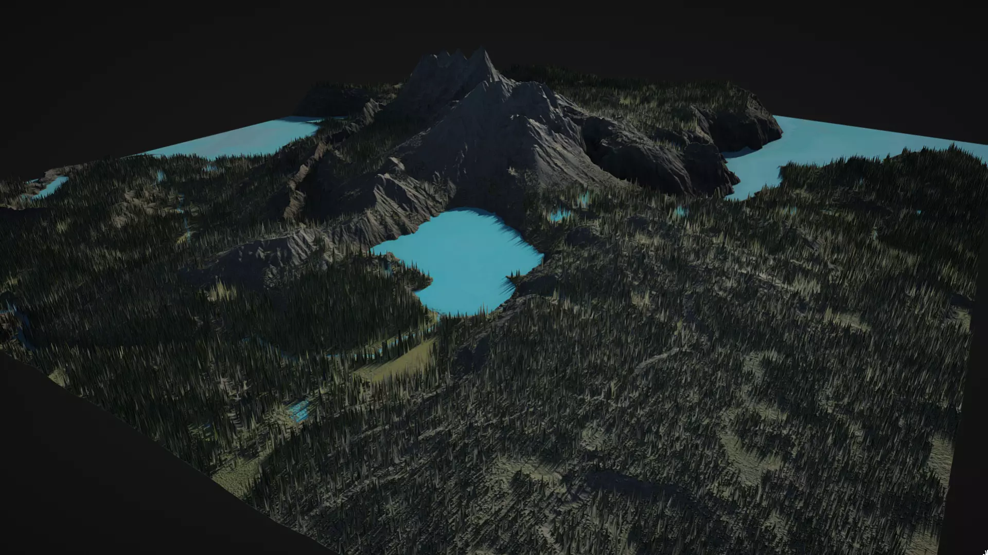 Mountain with rivers and lakes and forest 3D model_0