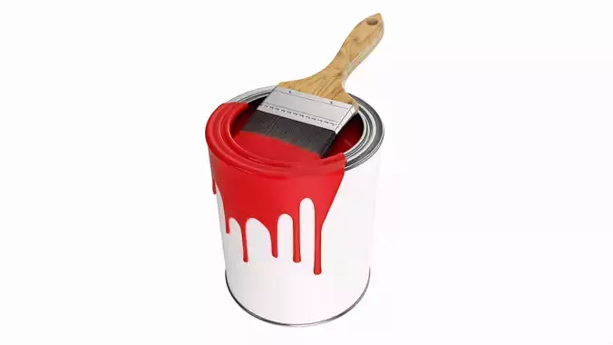 Paint bucket opened with brush 02 3D model