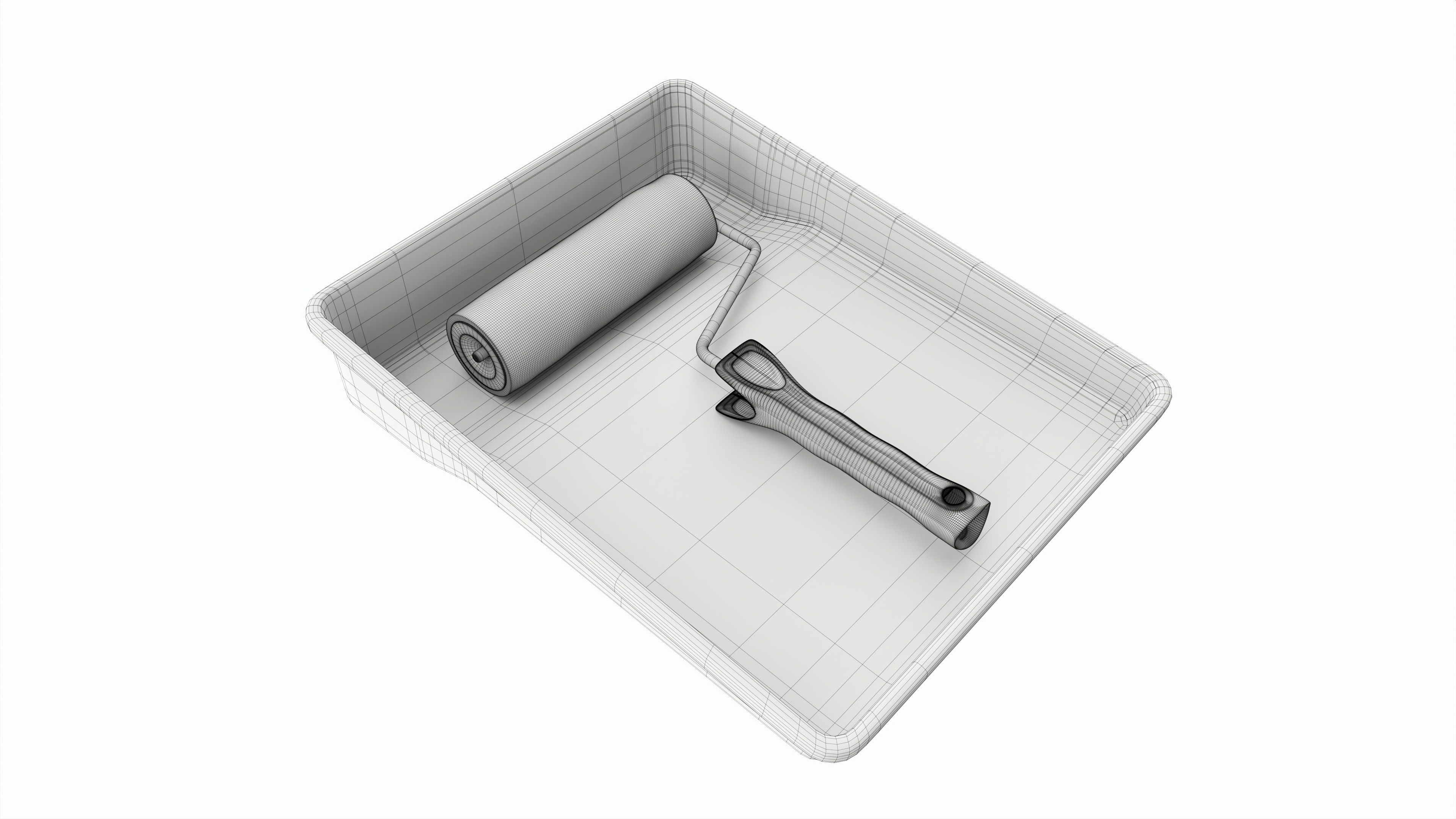 Paint roller with tray 01 3D model_5