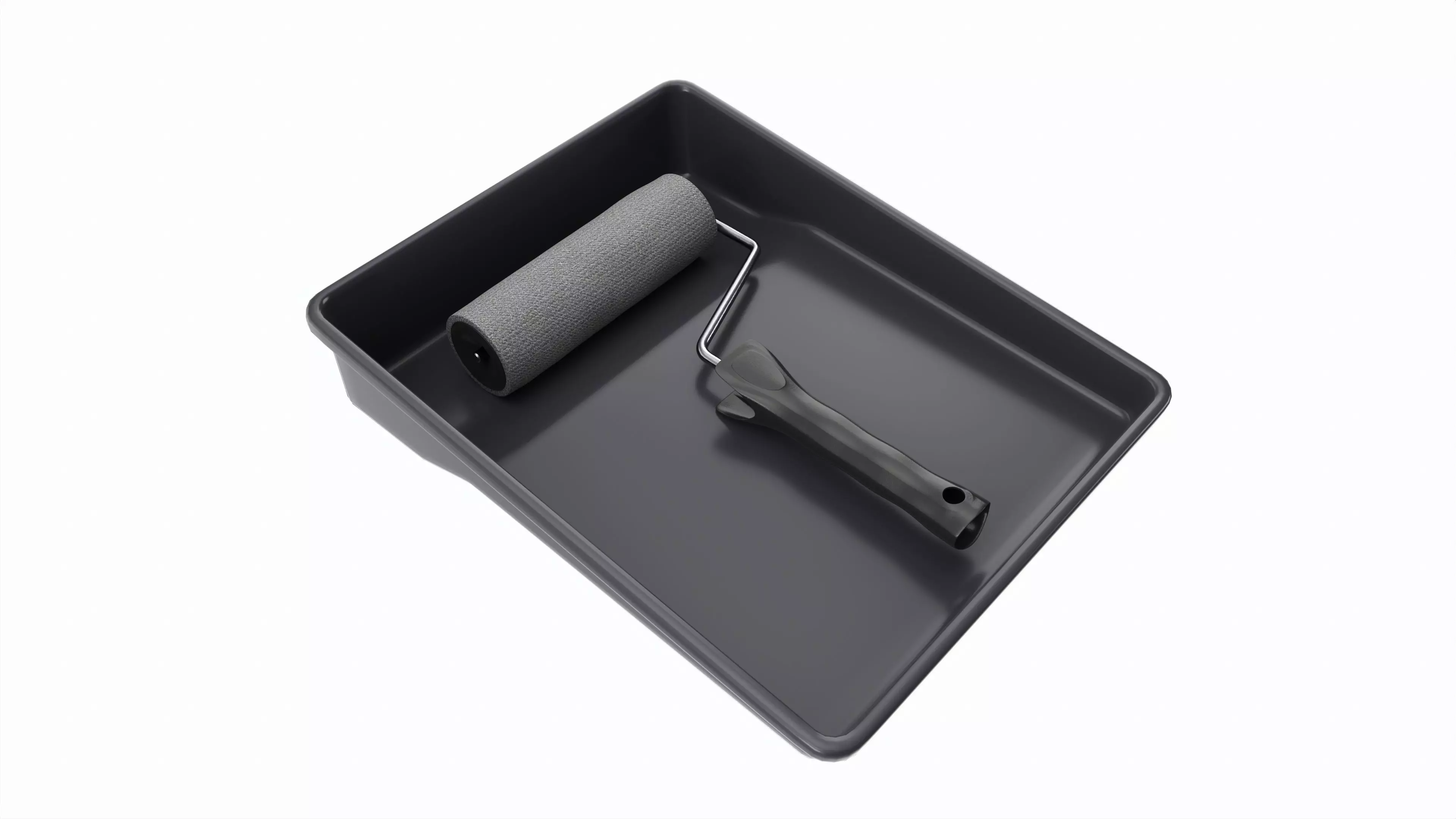 Paint roller with tray 01 3D model_0
