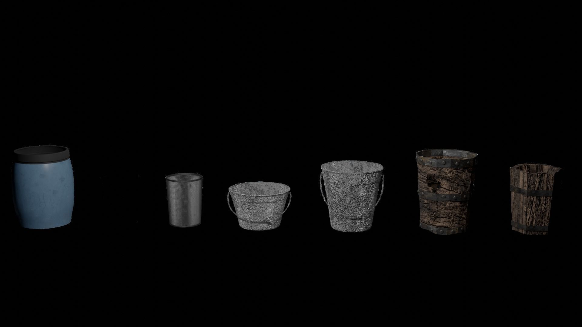 Bucket and Baskets Collection 1 3D model_1