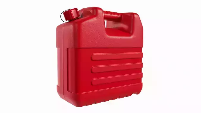Plastic red fuel oil canister