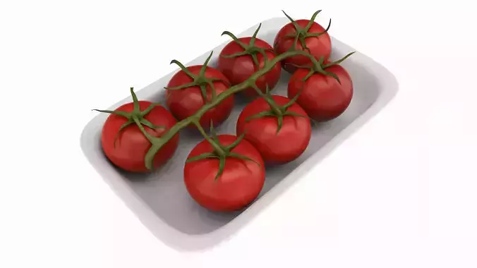 Tomatoes with tray 01 3D model