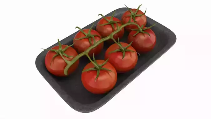 Tomatoes with tray 02 3D model