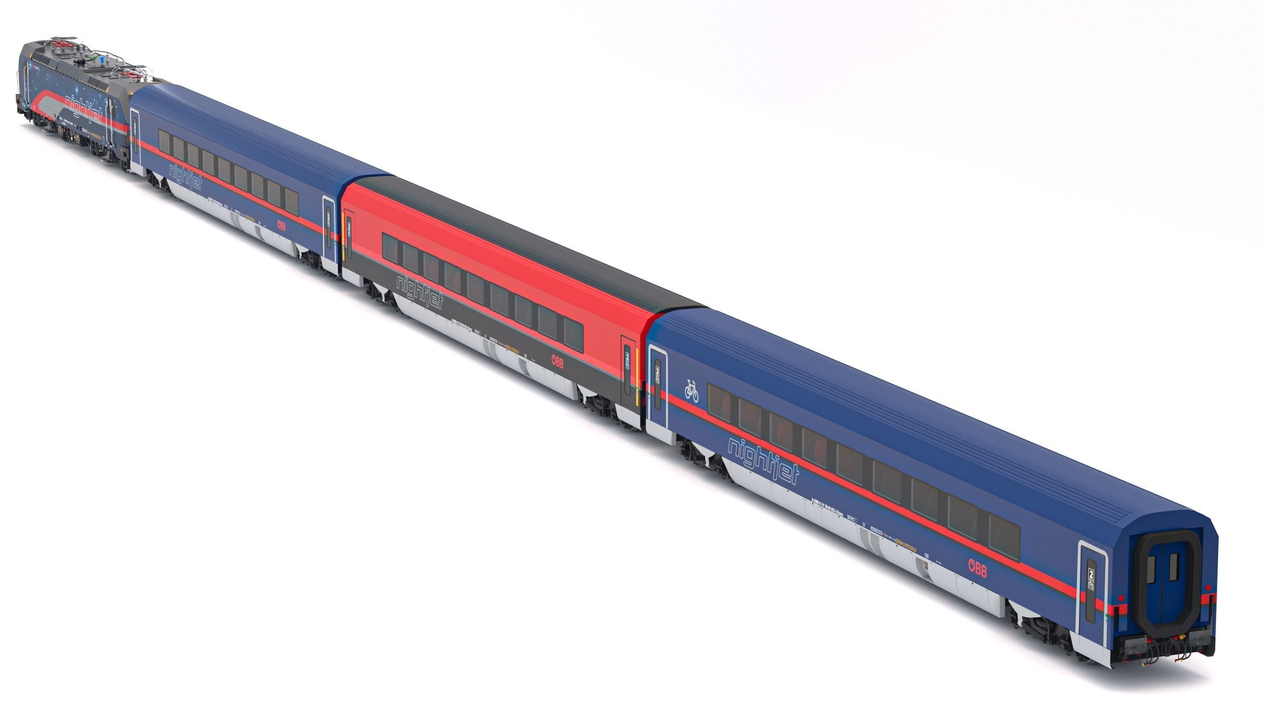 Passenger Train OBB Nightjet Collection 1 3D model_3