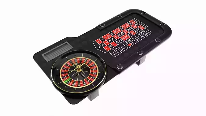 Casino European Table with Roulette Wheel