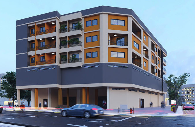 City Building Collection 3D pack Low-poly 3D model 7