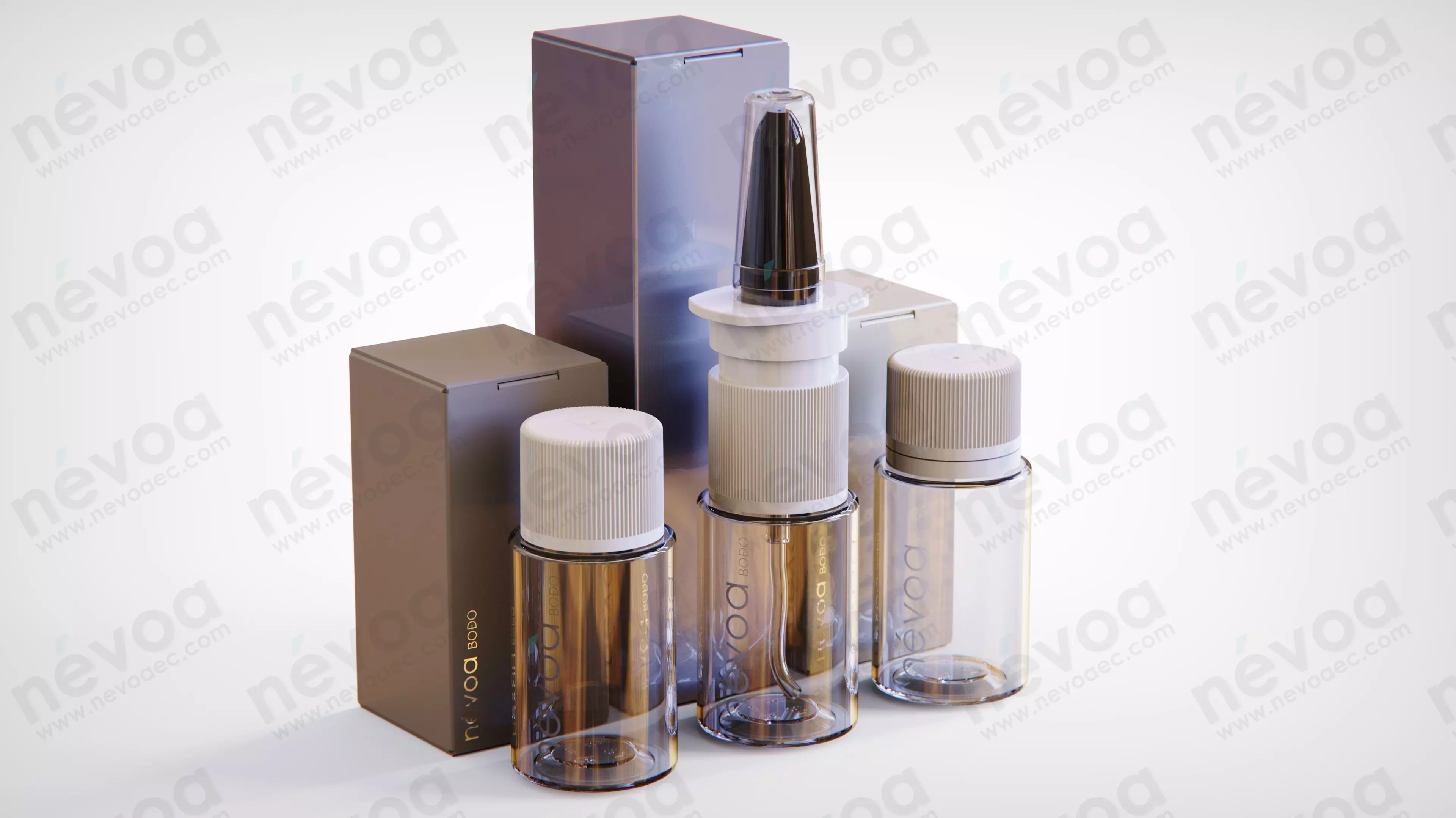 Cosmetic bottle-jar - Bodo series - Nasal spray and Screw cap 3D Model Collection_0