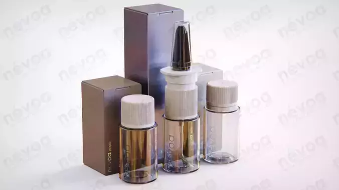 Cosmetic bottle-jar - Bodo series - Nasal spray and Screw cap 3D Model Collection