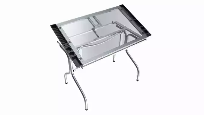 Folding glass top adjustable drafting table