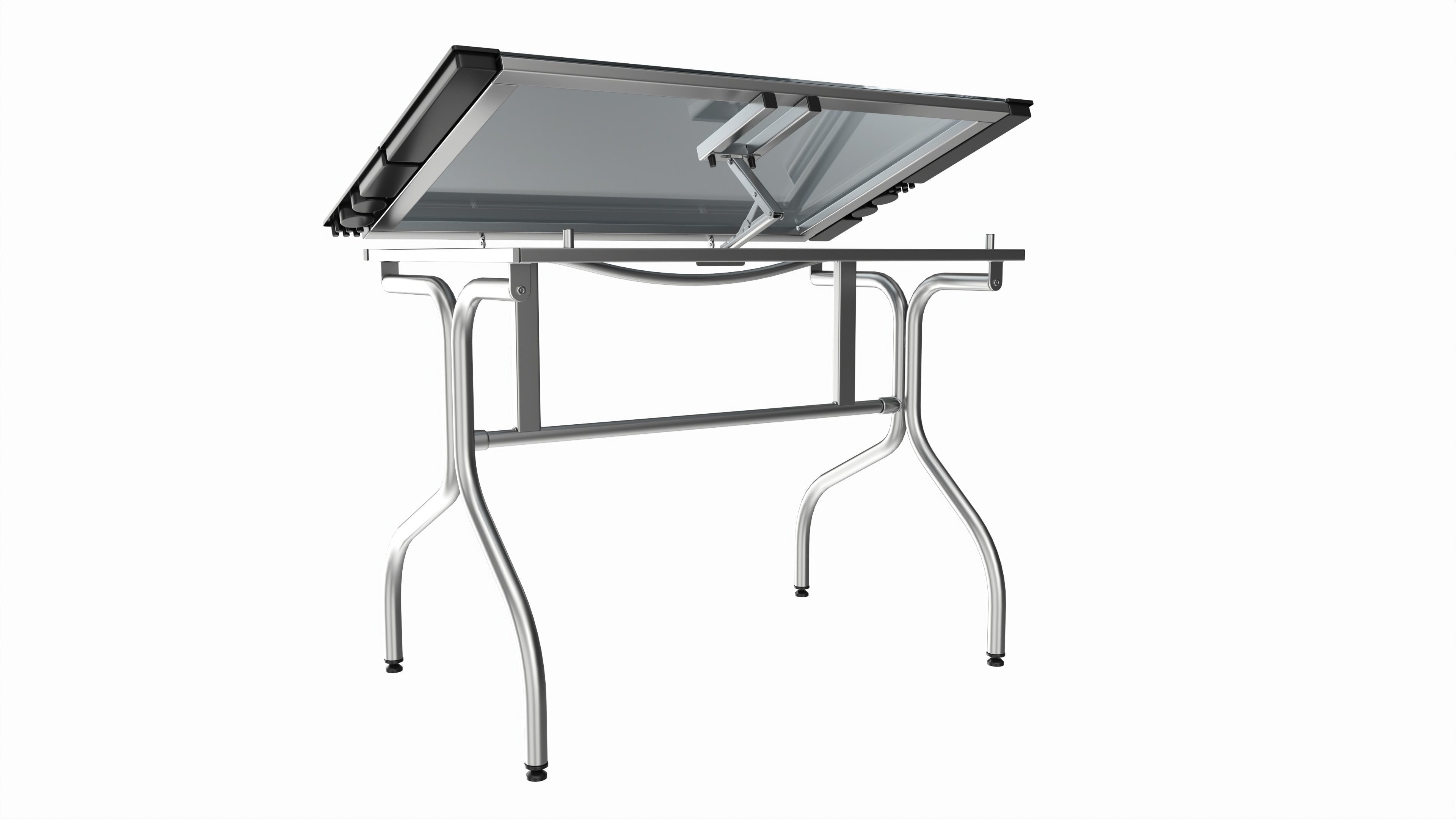 Folding glass top adjustable drafting table 3D model_1