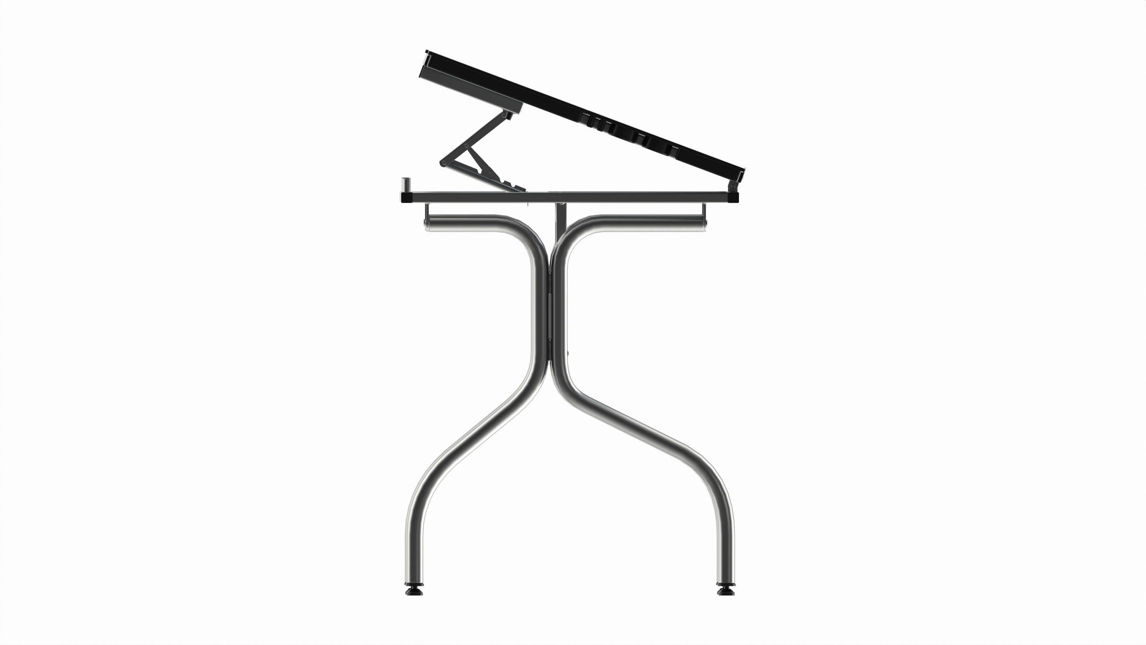 Folding glass top adjustable drafting table 3D model_3