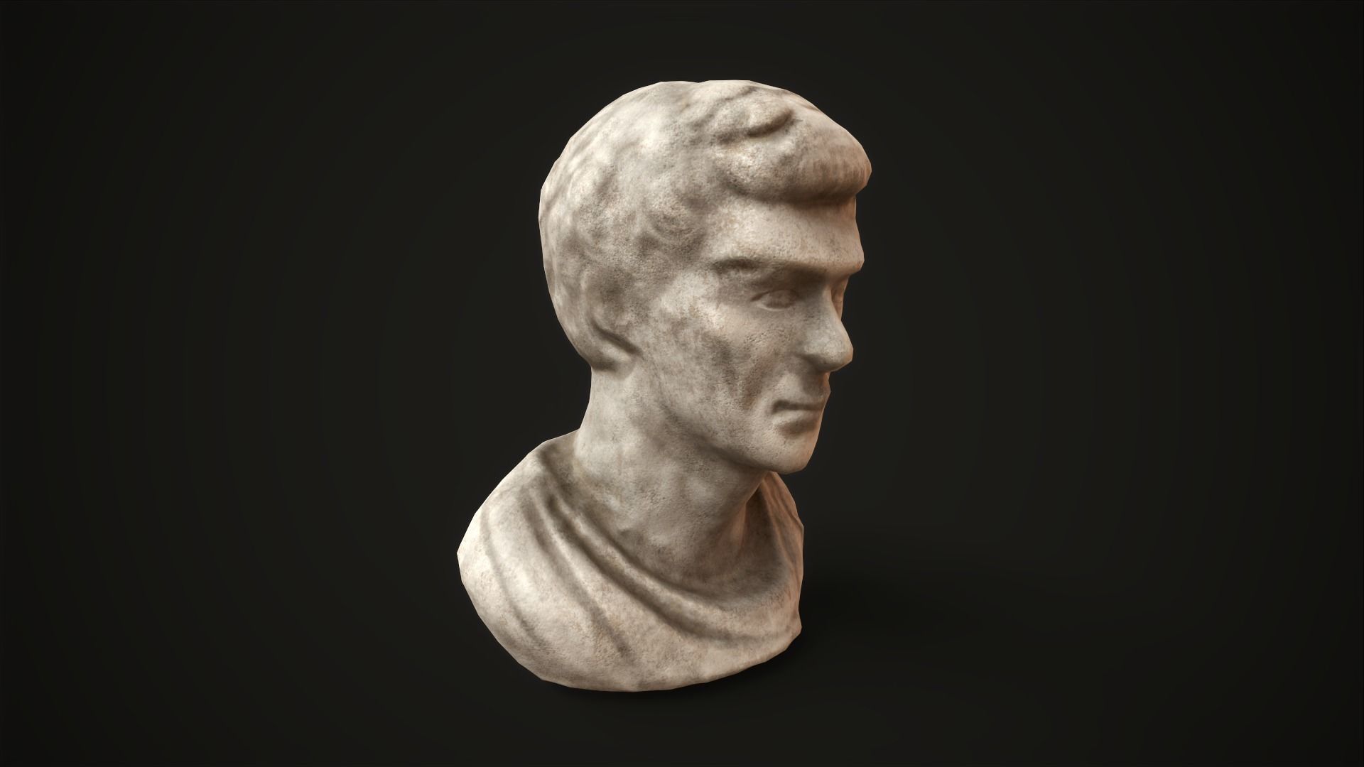 Bust of a man Low-poly 3D model_1