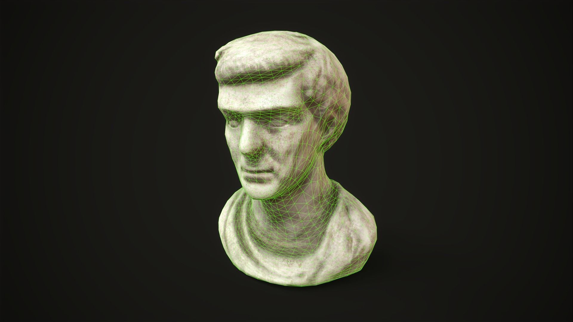 Bust of a man Low-poly 3D model_3