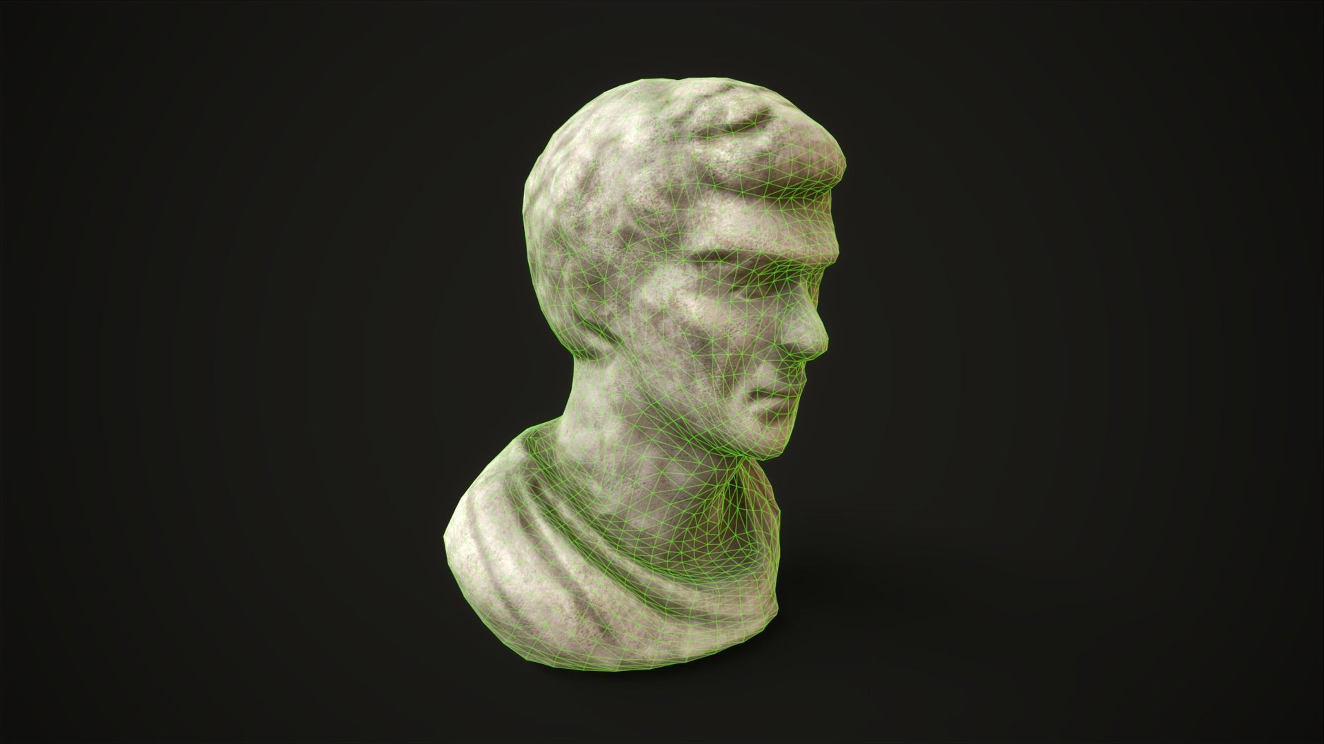 Bust of a man Low-poly 3D model_4