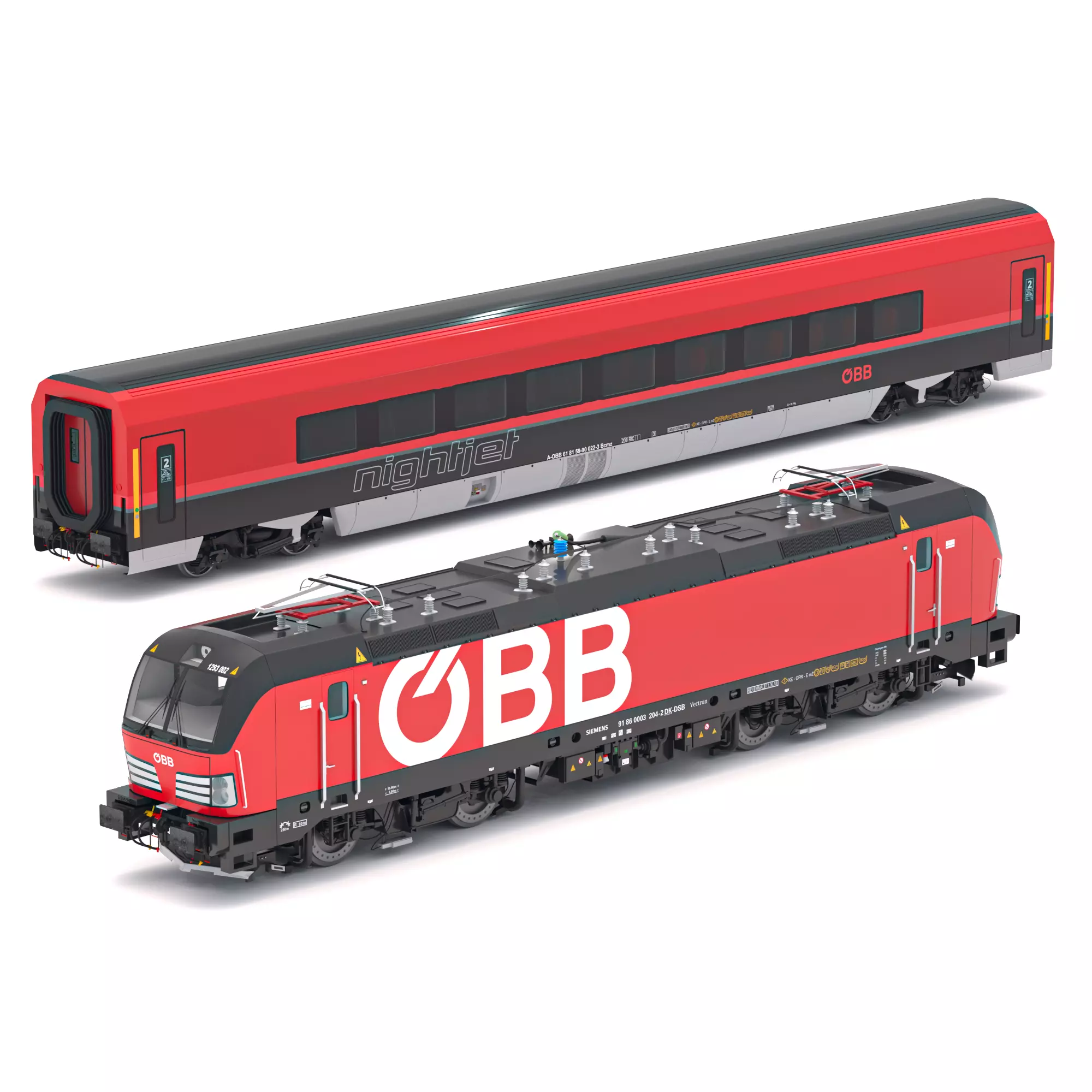 Passenger Train OBB Nightjet Collection 3 3D model_0