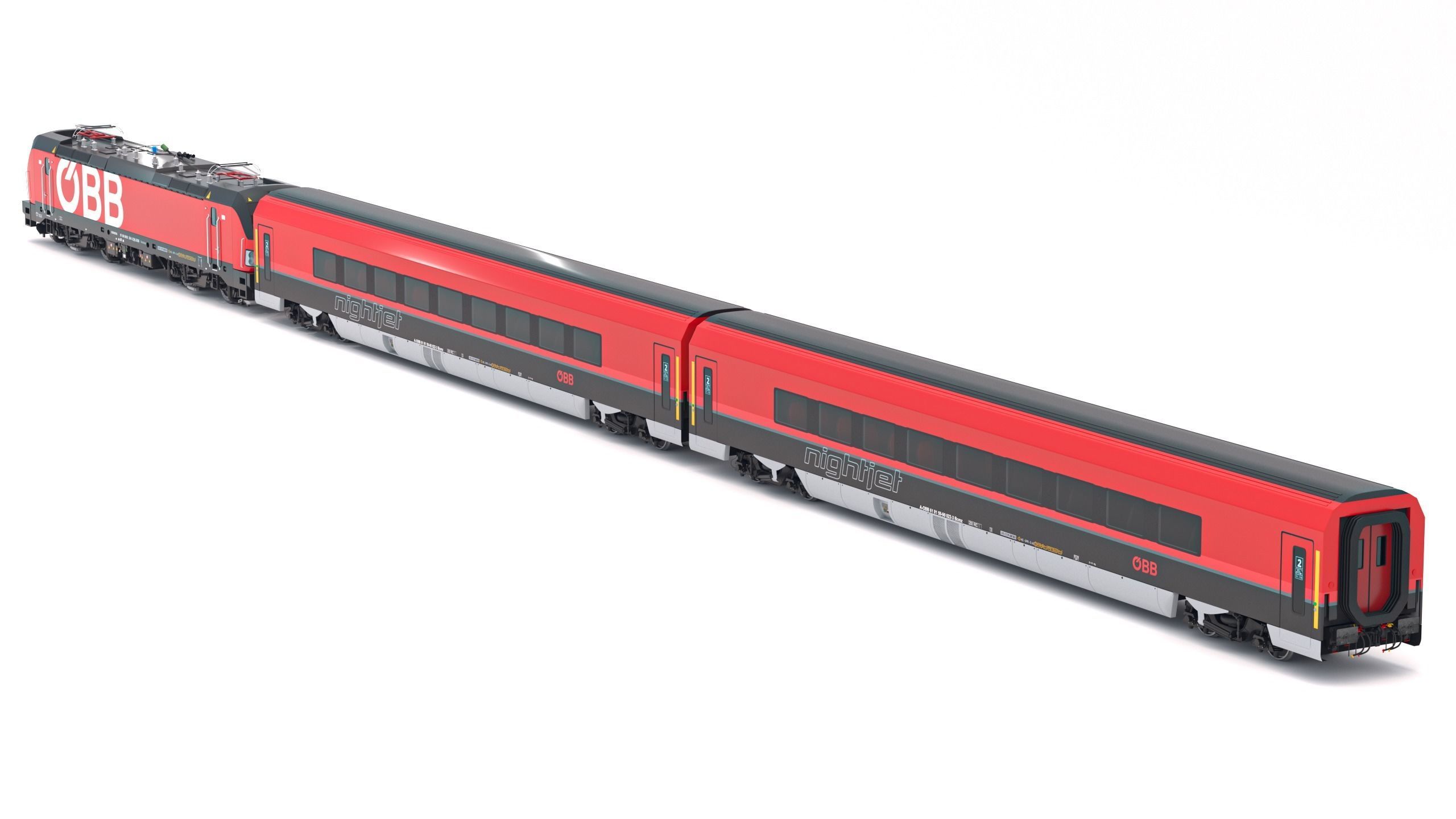 Passenger Train OBB Nightjet Collection 3 3D model_3