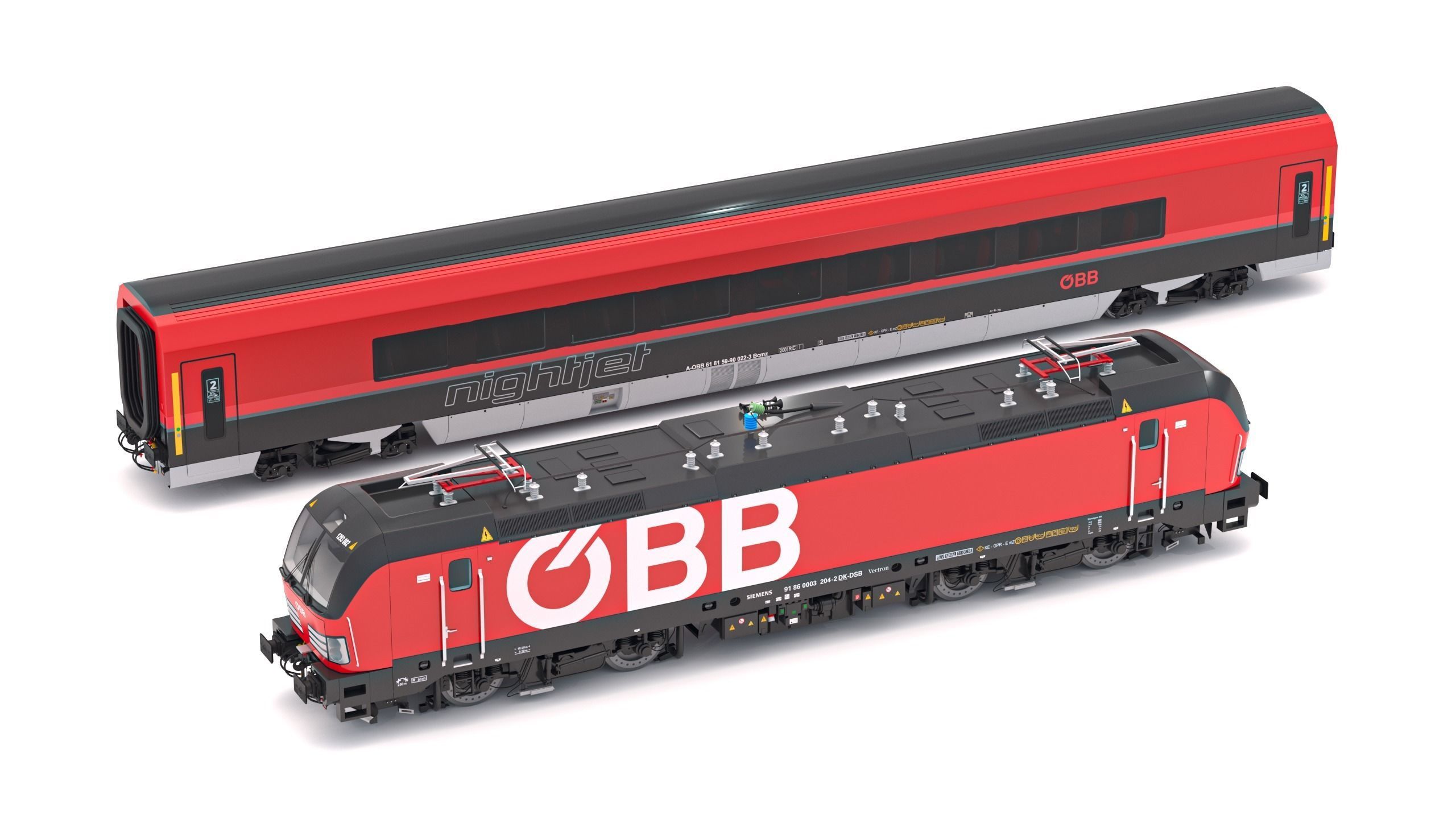 Passenger Train OBB Nightjet Collection 3 3D model_4