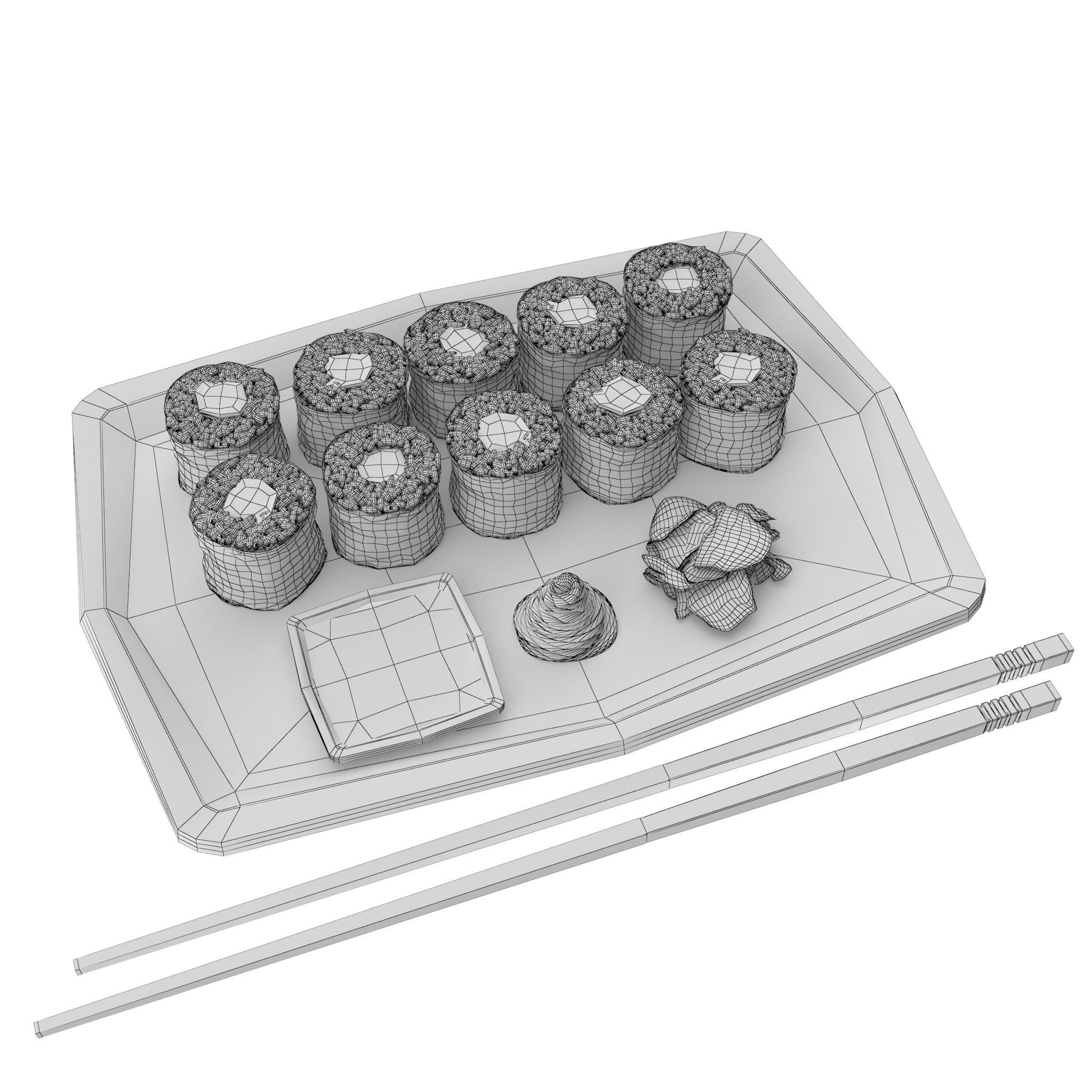 Realistic sushi plate 3D model_1