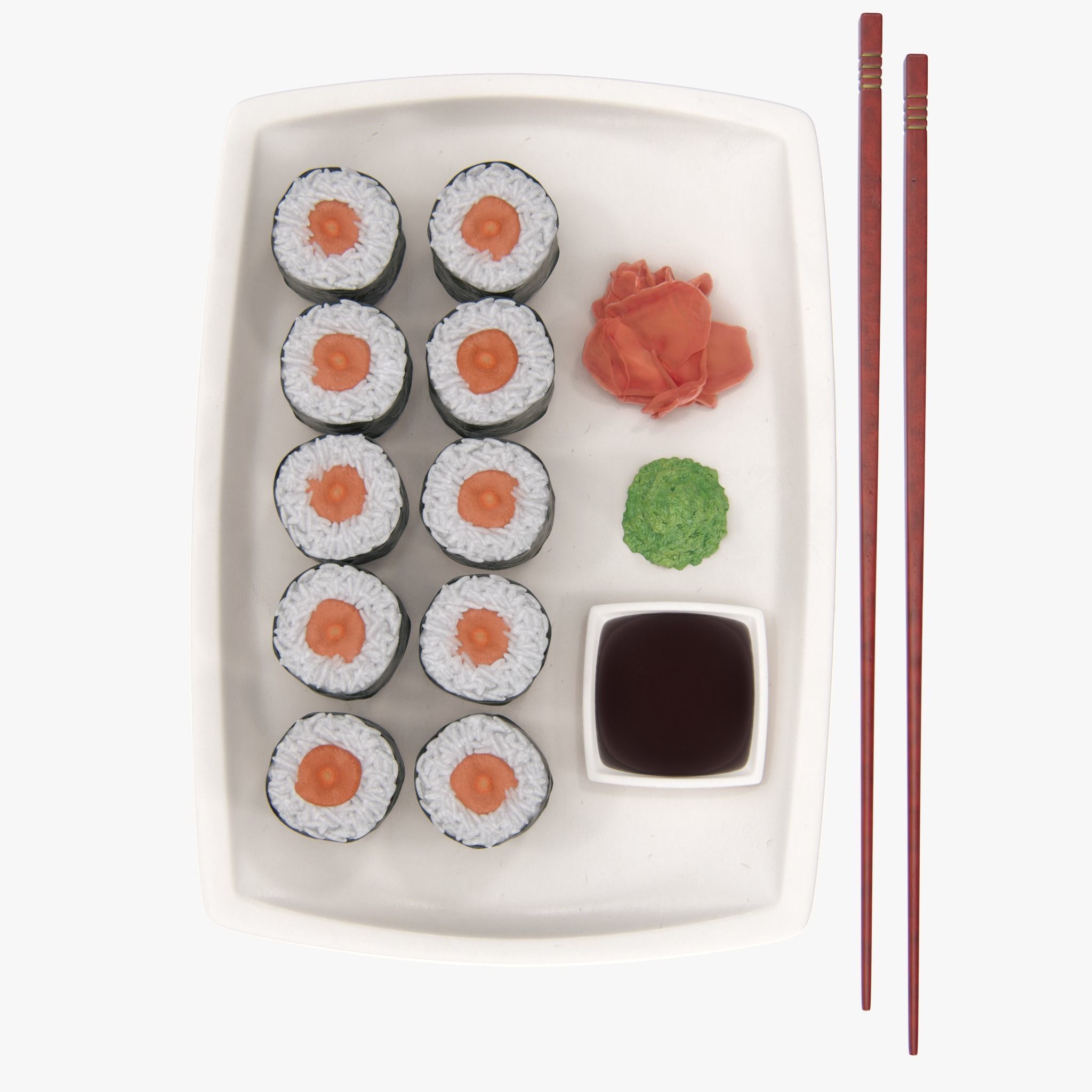 Realistic sushi plate 3D model_2