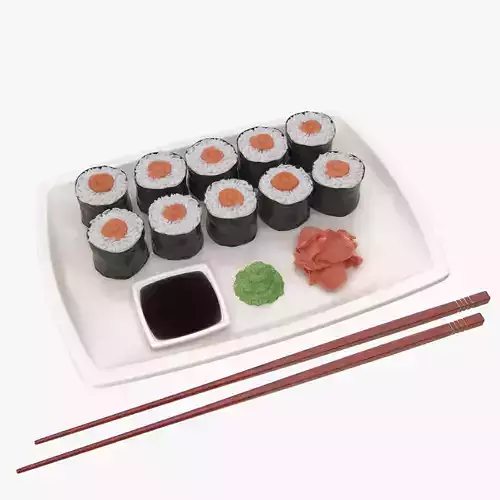 Realistic sushi plate 3D model