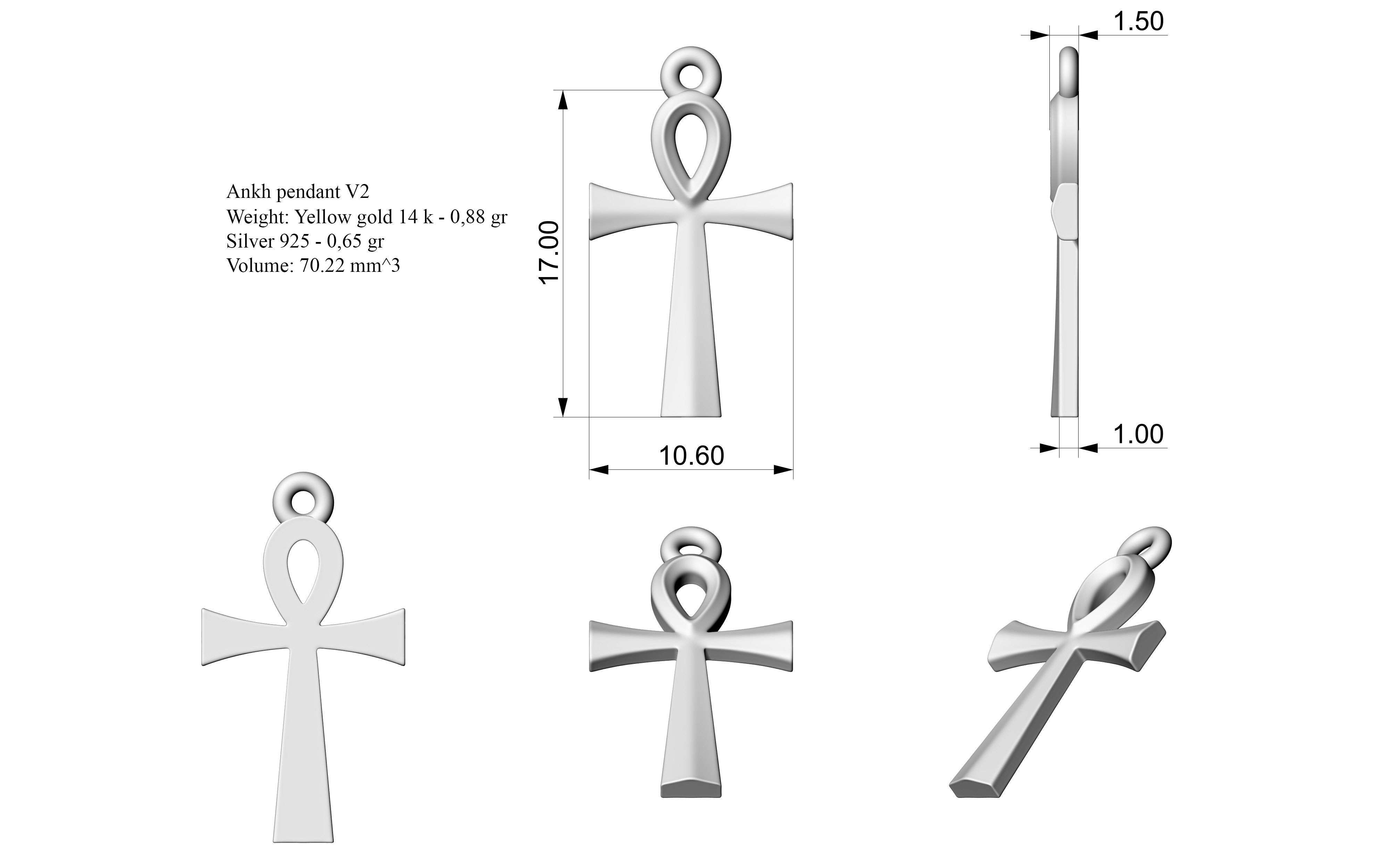 Ankh pendant V2 3D print model_6